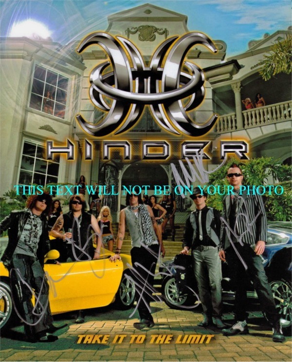 HINDER LIPS OF AN ANGEL AUTOGRAPHED PHOTO, HINDER SIGNED PICTURE, HINDER GROUP AUTOS