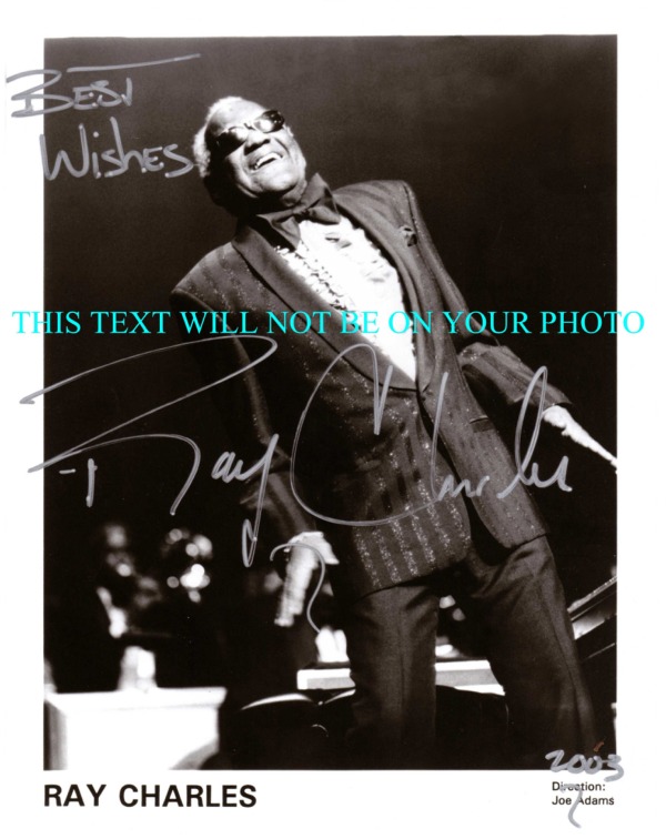RAY CHARLES SIGNED PHOTO, RAY CHARLES AUTOGRAPHED PICTURE, RAY CHARLES AUTO