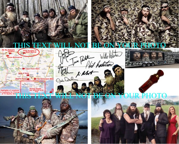 DUCK DYNASTY AUTOGRAPHED PHOTO, DUCK DYNASTY CAST SIGNED 8x10 PICTURE, DUCK DYNASTY CAST COLLAGE PIC