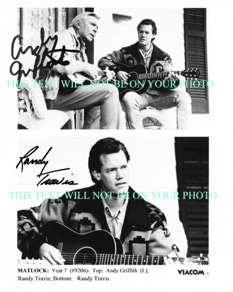 MATLOCK CAST RANDY TRAVIS AND ANDY GRIFFITH AUTOGRAPHED PHOTO, RANDY TRAVIS ANDY GRIFFITH SIGNED