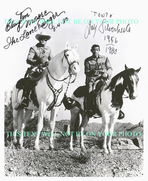 THE LONE RANGER CAST CLAYTON MOORE AND JAY SILVERHEELS AUTOGRAPHED 8x10 PHOTO
