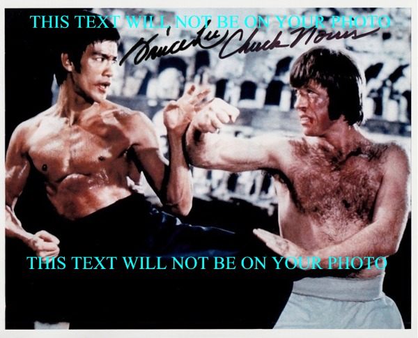 BRUCE LEE AND CHUCK NORRIS AUTOGRAPHED PHOTO, BRUCE LEE CHUCK NORRIS SIGNED 8X10 PHOTO