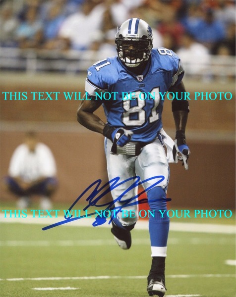 CALVIN JOHNSON AUTOGRAPHED PHOTO, CALVIN JOHNSON SIGNED 8X10 PHOTO MEGATRON DETROIT LIONS