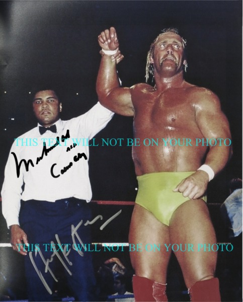 HULK HOGAN AND MUHAMMAD ALI AUTOGRAPHED PHOTO, HULK HOGAN AND MUHAMMAD ALI SIGNED PICTURE