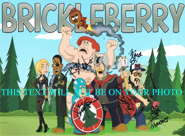 BRICKELBERRY CAST AUTOGRAPHED PHOTO, BRICKLEBERRY CAST SIGNED 8X10 PICTURE, BRICKLEBERRY SUPERHEROES