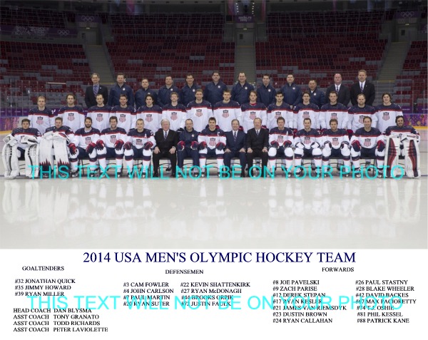 TEAM USA OLYMPIC MENS HOCKEY ROSTER 8x10 PHOTO SOCHI OLYMPICS