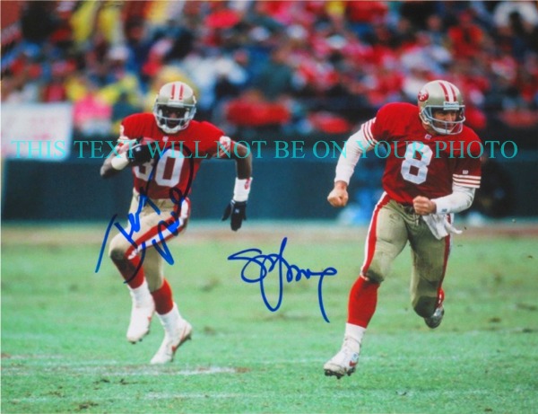 STEVE YOUNG AND JERRY RICE AUTOGRAPHED PHOTO, STEVE YOUNG JERRY RICE SIGNED 8x10 SAN FRANCISCO 49ers