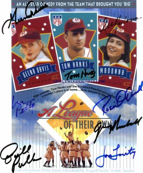 A LEAGUE OF THEIR OWN CAST SIGNED 8x10 PHOTO