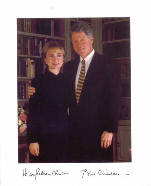 William Jefferson Clinton Bill and Hillary Rodham Clinton signed autograph 8X10 photo