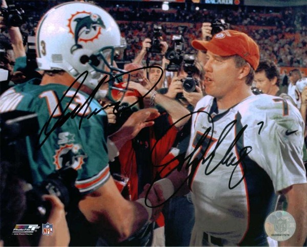 DAN MARINO AND JOHN ELWAY SIGNED 8x10 PHOTO