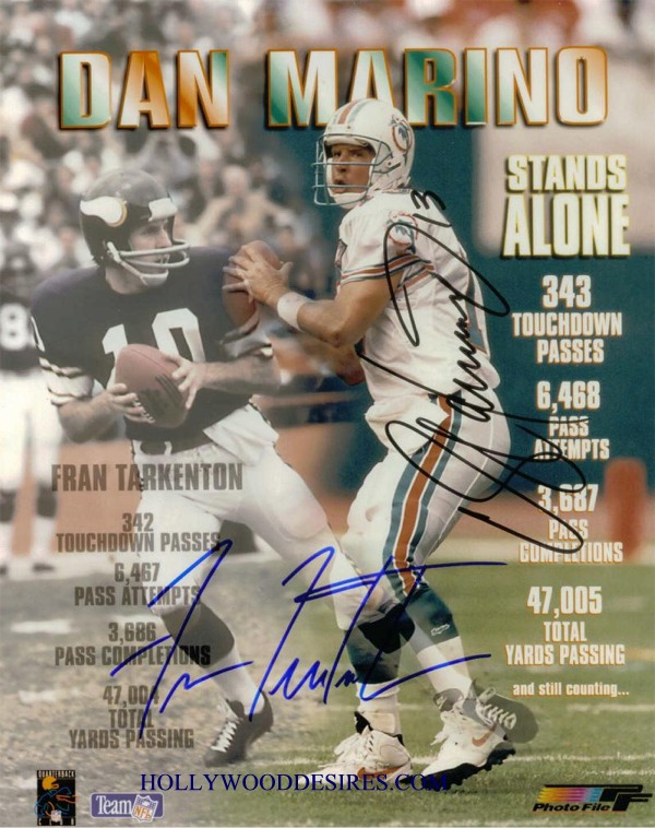 DAN MARINO AND FRAN TARKENTON SIGNED 8x10 PHOTO