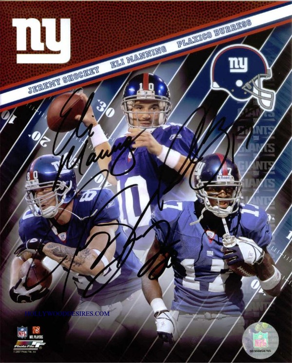 NEW YORK GIANTS TEAM SIGNED 8x10 PHOTO MANNING, SHOCKEY, BURRESS
