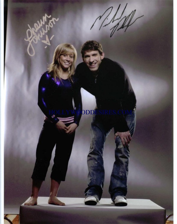 MICHAEL PHELPS AND SHAWN JOHNSON SIGNED 8x10 PHOTO