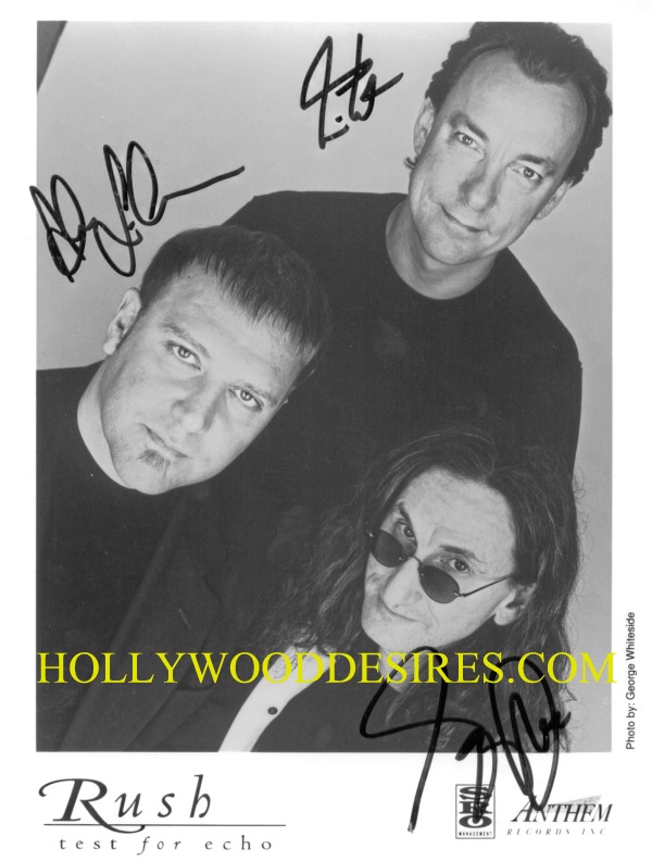 RUSH BAND GROUP SIGNED AUTOGRAPH 8x10 PHOTO GEDDY LEE NEIL PEART ALEX LIFESON