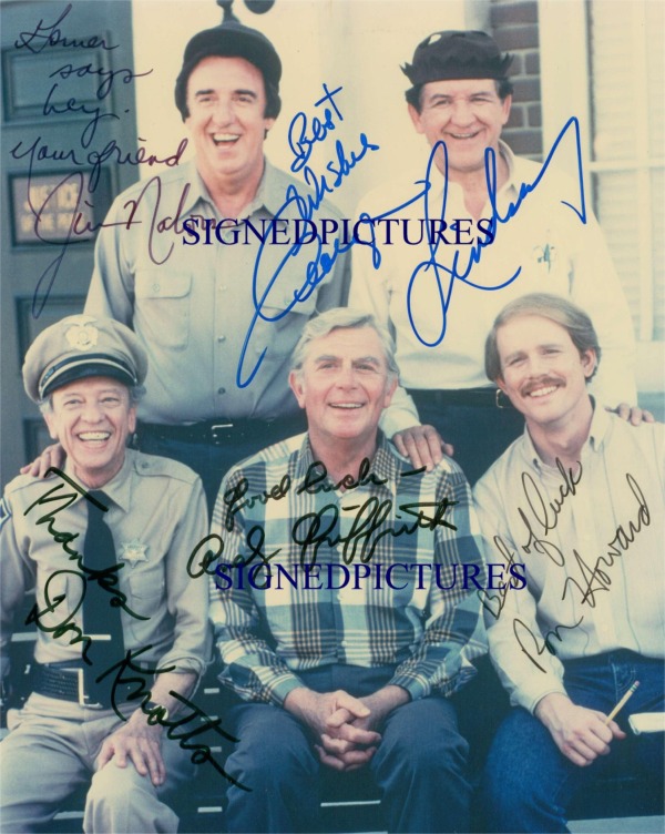 THE ANDY GRIFFITH SHOW AUTOGRAPHED, GEORGE LINDSEY AUTOGRAPH RON HOWARD DON KNOTTS JIM NABORS SIGNED