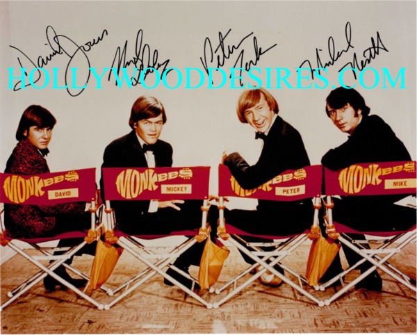 THE MONKEES GROUP SIGNED AUTOGRAPHED 8x10 PHOTO DAVY JONES PETER TORK MICHAEL NESMITH MICKY DOLENZ