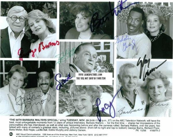 BARBARA WALTERS SPECIAL AUTOGRAPHED LUCILLE BALL RICHARD PRYOR GEORGE BURNS BOB HOPE JOHNNY CARSON +