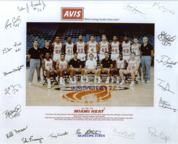 1989 - 1990 MIAMI HEAT TEAM SIGNED 8x10 PHOTO