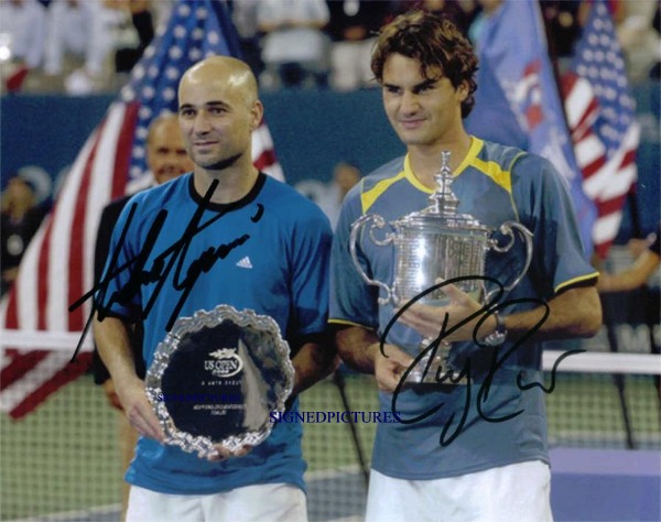 ANDRE AGASSI AND ROGER FEDERER SIGNED PHOTO