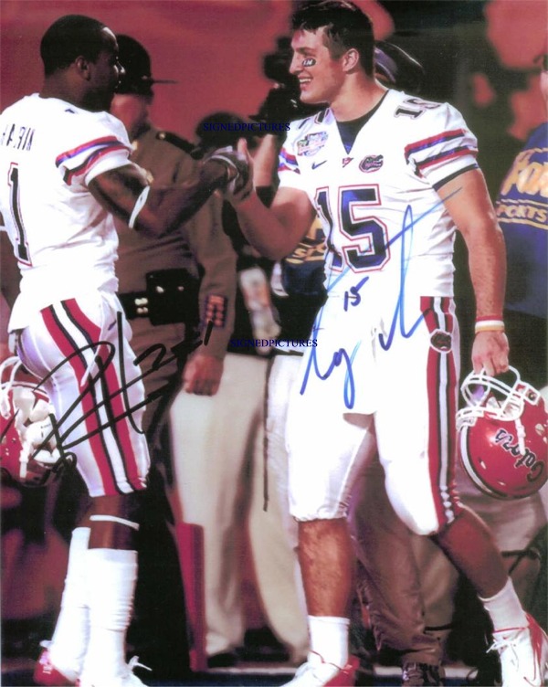 TIM TEBOW and PERCY HARVIN SIGNED 8x10 PHOTO