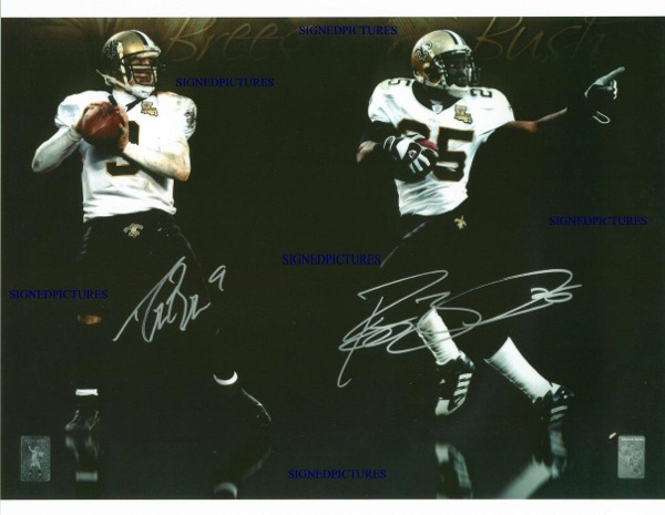 DREW BREES AND REGGIE BUSH SIGNED 7x10 PHOTO SAINTS