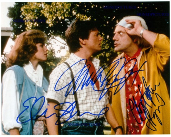BACK TO THE FUTURE CAST SIGNED AUTOGRAPHED FOX LLOYD AND SHUE
