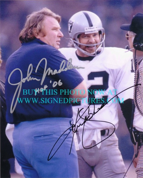 JOHN MADDEN AND KENNY STABLER AUTOGRAPHED PHOTO, JOHN MADDEN KEN STABLER SIGNED 8x10 PHOTO RAIDERS