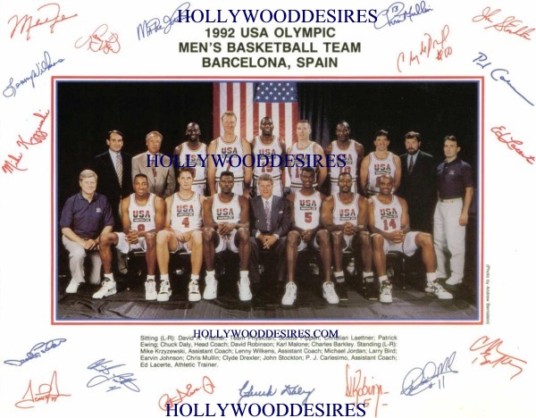 MICHAEL JORDAN LAETTNER EWING DALY PIPPEN ROBINSON BIRD MALONE BARKLEY DREXLER STOCKTON + AUTOGRAMM