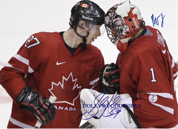 SIDNEY CROSBY AND ROBERTO LUONGO SIGNED AUTOGRAPHED 8x10 PHOTO TEAM CANADA 2010 HOCKEY
