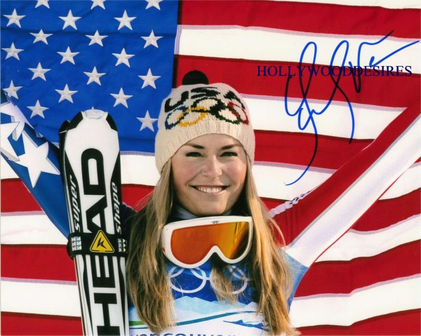 LINDSEY VONN SIGNED AUTOGRAPHED 8x10 PHOTO OLYMPICS MOST WOMENS MEDALS
