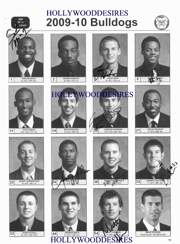 2009 - 10 BUTLER BULLDOGS TEAM SIGNED AUTOGRAPHED 8x10 PHOTO ROSTER