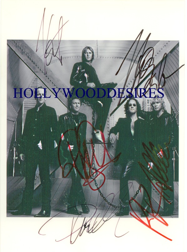 DEF LEPPARD GROUP SIGNED AUTOGRAPHED 6x9 PHOTO  HYSTERIA  LOVE BITES