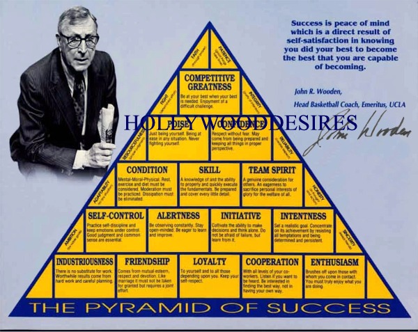 JOHN WOODEN SIGNED AUTOGRAPHED 8x10 PHOTO UCLA PYRAMID OF SUCCESS