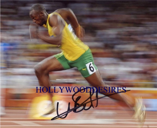 USAIN BOLT SIGNED AUTOGRAPHED 8x10 PHOTO OLYMPICS GOLD MEDALIST