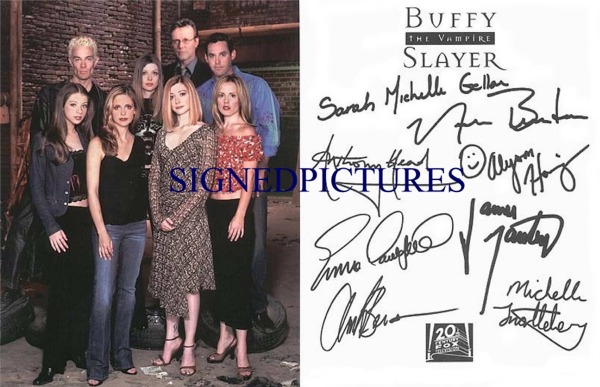 BUFFY THE VAMPIRE SLAYER CAST SIGNED 6x9 STUDIO PROMO PHOTO BY 8 SARAH MICHELLE GELLAR +