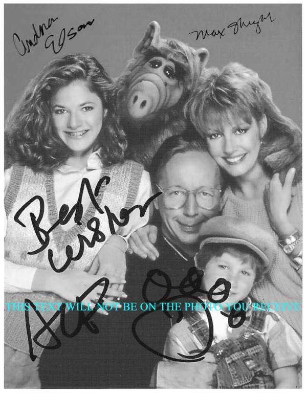 ALF TV SHOW CAST SIGNED AUTOGRAPHED 8x10 PHOTO BY 3 ANDREA ELSON MAX WRIGHT AND PAUL FUSCO (ALF)